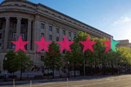 Federal Trade Commission building in Washington DC with Star Rating overlay