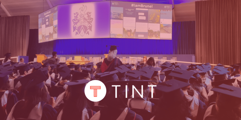 TINT Social Wall at Graduation with TINT logo